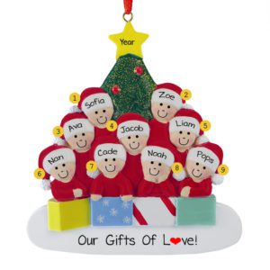 Personalized Grandparents With 7 Grandkids Glittered Tree Ornament