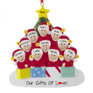 Personalized Grandparents With 8 Grandkids Glittered Tree Ornament