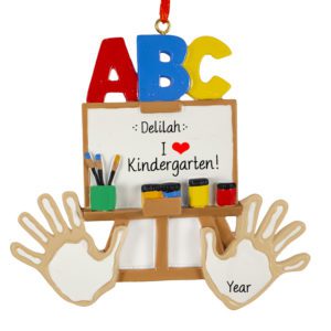 Personalized I Love Kindergarten Paint And Hands Ornament