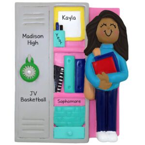 Personalized FEMALE At SILVER Locker With Books Ornament African American