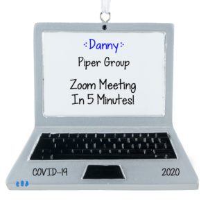 Personalized Work From Home Zoom Meeting Silver Laptop Ornament