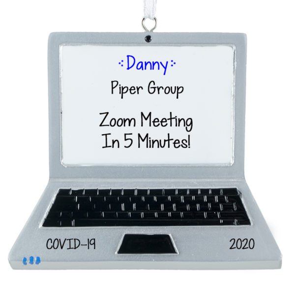 Personalized Work From Home Zoom Meeting Silver Laptop Ornament