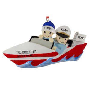 Personalized Couple On Speed Boat Ornament