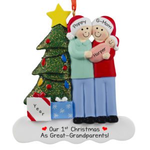 1st Christmas As Great-Grandparents Of Baby GIRL Glittered Tree Ornament
