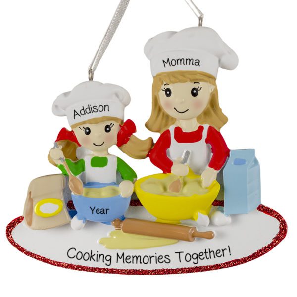 Personalized Mom And Daughter Cooking Together Memories Ornament