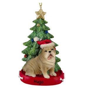 Image of Personalized Bulldog Tree Table Top Ornament