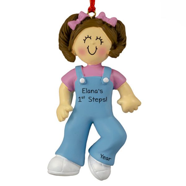 Personalized Baby GIRL Takes 1ST Steps Ornament BRUNETTE