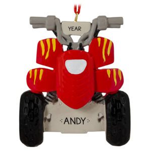 Personalized ATV RED And Yellow Ornament