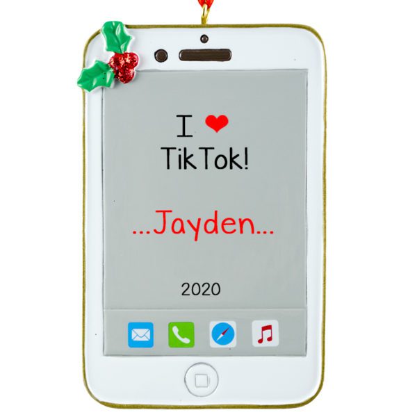 I love TikTok Festive Cell Phone Personalized Ornament