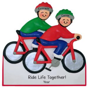 Personalized Couple Riding Bikes Together Ornament