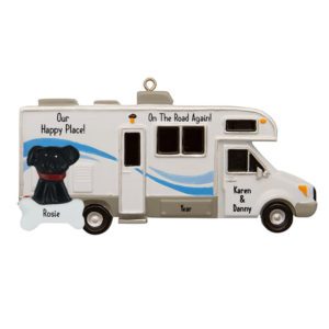 Personalized Blue Stripe Motorhome RV With Pet Ornament