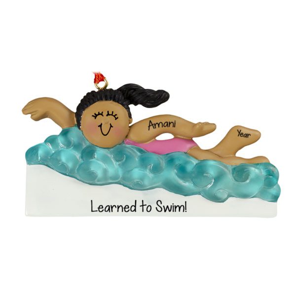 Learned To Swim GIRL In Water Personalized Ornament African American