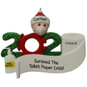 Personalized 2020 Person Survived Toilet Paper Crisis Glittered Ornament