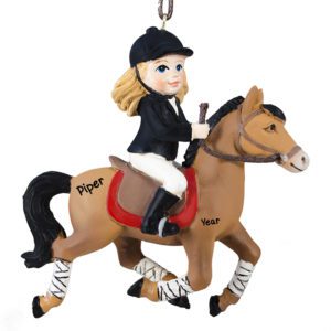 Personalized Girl Riding BROWN Horse Ornament