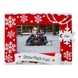 Image of Snow Much Fun RED Snowflake Picture Frame Easel Back Ornament