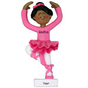 Personalized African American Ballet Dancer Wearing Leotard Ornament
