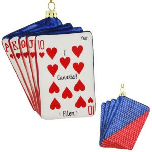 Personalized I Love Playing Cards Glass Ornament