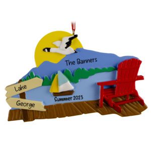 Personalized Lakeside Dock And Adirondack Chair Ornament