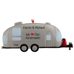 Personalized Pull Behind Silver RV Camper Trailer Ornament