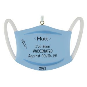 Personalized COVID Vaccine Blue Mask Resin Ornament