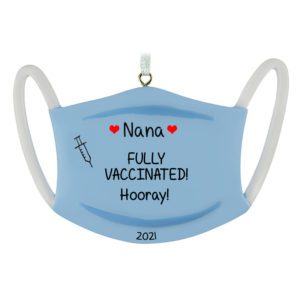 Personalized Fully Vaccinated Blue Mask Resin Ornament