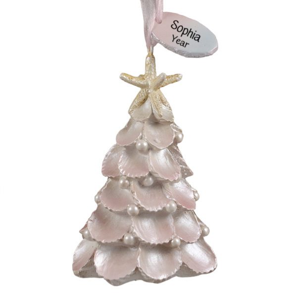 Personalized Pink Shiny Shell Tree Ornament