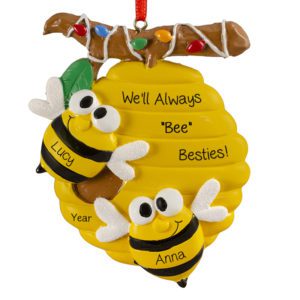Personalized Two Best Friend Bees Colorful Hive Ornament