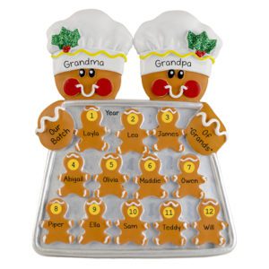 Personalized Gingerbread Couple With 12 Grandkids TABLE TOP DECORATION Easel Back