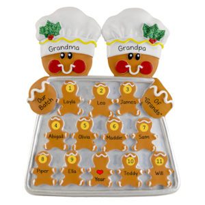 Personalized Gingerbread Couple With 11 Grandkids TABLE TOP DECORATION Easel Back