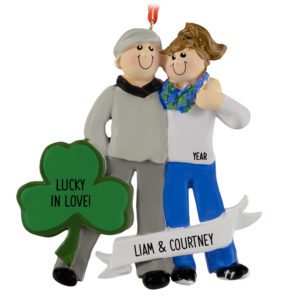 Image of Personalized Lucky In Love Couple With Shamrock Ornament