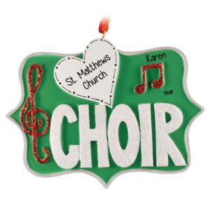 Church Choir Glittered Music Notes Personalized Ornament