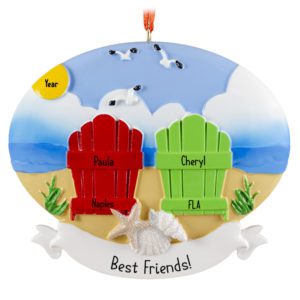 Personalized Friends At Beach Chairs In Sand Ornament