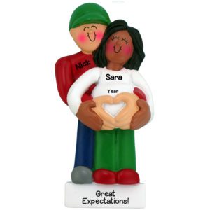 Image of Personalized Interracial Expecting Couple African American FEMALE Ornament