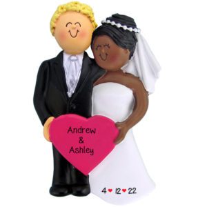 Personalized Interracial Wedding Couple BLONDE Male African American Bride Ornament