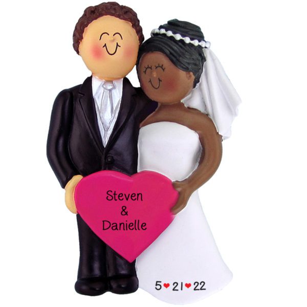 Personalized Interracial Wedding BROWN Haired Male African American Bride Ornament
