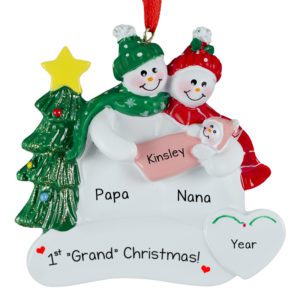 New Grandparents Holding Baby GRANDDAUGHTER Christmas Ornament
