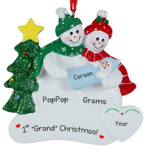 Grandparents Holding Baby GRANDSON Grand Christmas Ornament