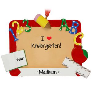 Personalized I Love Kindergarten Chalkboard Ornament