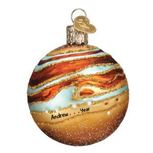 Personalized Planet Jupiter Glittered Glass 3-D Ornament