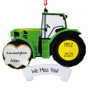 Personalized MEMORIAL HEART John Deere Tractor Ornament