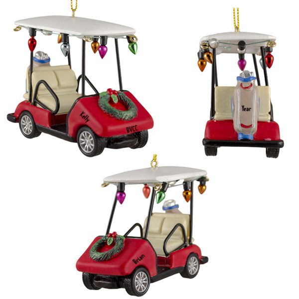 Personalized Red Golf Cart Totally Dimensional Ornament