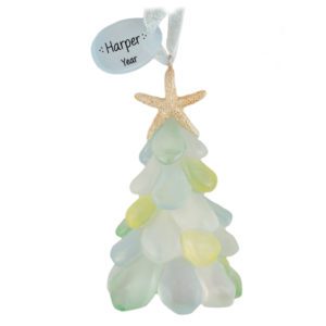 Image of Personalized Sea Glass Tree 3-D Ornament