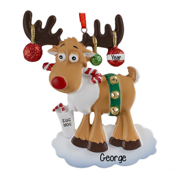Moose With Glittered Christmas Balls & Jingle Bells Ornament