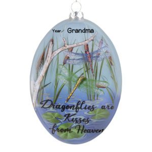 Personalized Dragonflies Are Kisses From Heaven Glass Ornament