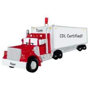 Personalized CDL Certified Tractor Trailer Driver Ornament