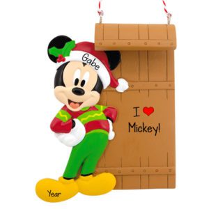 Personalized Mickey Mouse Standing With Sled Ornament
