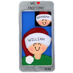 Personalized Facetiming With Grandparent Faces On Phone Ornament