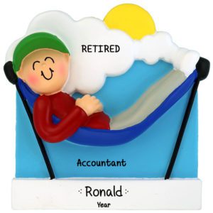 Retired MALE Resting On Hammock Personalized Ornament