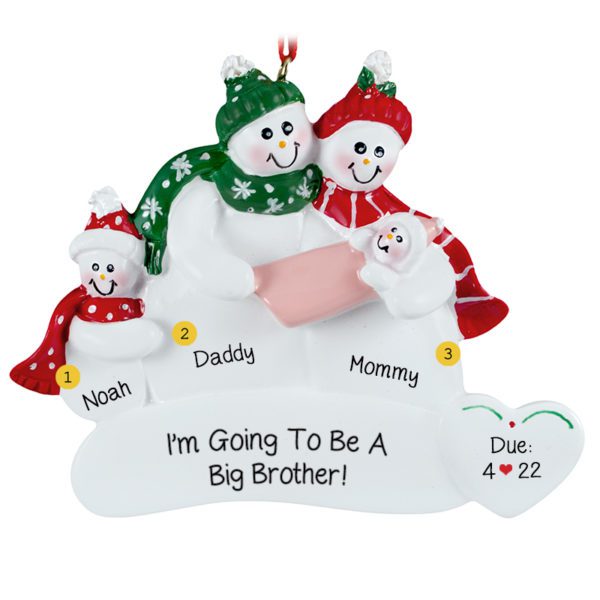 Personalized New Big Brother Family Of 4 Ornament PINK