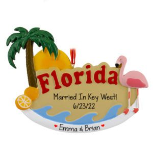 Destination Wedding In Florida Palm Tree Personalized Ornament
